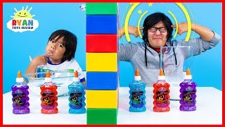 Twin Telepathy Slime Challenge Ryan vs Daddy [upl. by Eirrot]