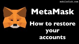 MetaMask How to restore your accounts [upl. by Yrral]