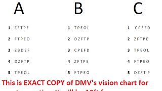 DMV Vision Test for Class C Vehicles [upl. by Guinevere]