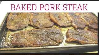 HOW TO MAKE OVEN BAKED PORK STEAK [upl. by Ellek]