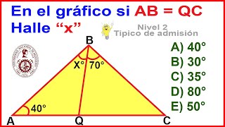 CONGRUENCIA DE TRIANGULOS NIVEL INTERMEDIO ADMISION UNI GEOMETRIA [upl. by Nos]