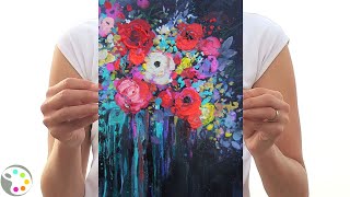 How to Paint Flowers  Acrylic Painting Tutorial [upl. by Gilmour]