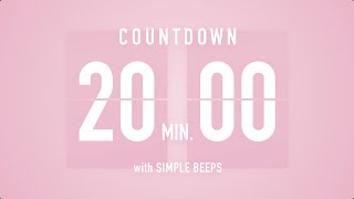 20 Min Countdown Flip Clock Timer  Simple Beeps 🌸🔔 [upl. by Dlared83]