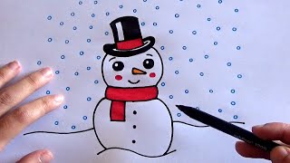 COMO DIBUJAR UN MUÑECO DE NIEVE RÁPIDO FACIL Y PASO A PASO How to draw a SNOW MAN EASY [upl. by Hsan]