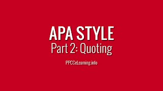 APA Style  Part 2 Quoting [upl. by Wetzell]