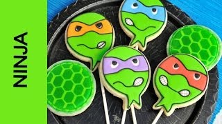 NINJA TURTLE COOKIES DECORATING WITH ROYAL ICING [upl. by Vocaay]