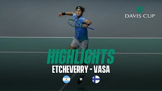 Tomás Etcheverry vs Eero Vasa  Argentina  Finlandia  Finales Copa Davis [upl. by Ecerehs511]