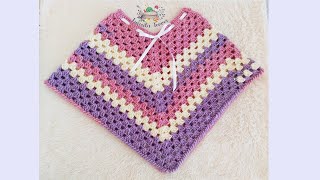 PONCHO A CROCHET PARA NIÑA  PASO A PASO  GANCHILLO [upl. by Hayyikaz316]