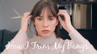 HOW TO TRIM YOUR BANGS AT HOME Plus Tips for Disguising Bangs [upl. by Joelynn]