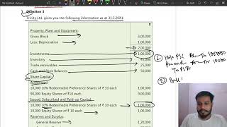 14 Question 3  Chapter 7 Redemption of Preference Shares  Accounting [upl. by Paradies]