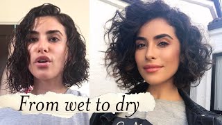 How to Style Short Curly Hair  WET TO DRY Tutorial [upl. by Mehs]