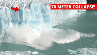 Giant 75 Meter Iceberg BREAKING OFF Glacier  Glacier Wall Collapse [upl. by Garlan]