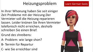 Prüfung B1 DTZ Brief Schreiben  Heizungsproblem  B1 [upl. by Eelsnia]