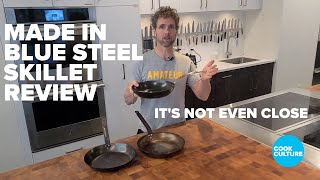 Review of the MADE IN Blue Carbon Steel Skillet [upl. by Aicineohp]