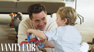 Robert Downey Jr and His Son Exton Play By the Pool  Vanity Fair [upl. by Eitisahc]