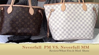 Louis Vuitton Neverfull PM VS MM Reviewwhat fitsMod Shots [upl. by Meesan]