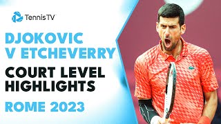 Novak Djokovic vs Tomas Martin Etcheverry CourtLevel Highlights  Rome 2023 [upl. by Cornall503]