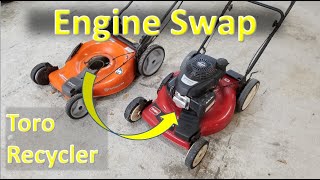 Lawn Mower Engine Swap  Toro Recycler [upl. by Eilsek415]