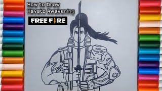 CARA GAMBAR HAYATO AWAKENING FREE FIRE  HOW TO DRAW HAYATO AWAKENING FF [upl. by Korb759]