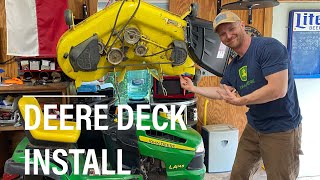 John Deere Mower Deck Installation QUICK And Safe [upl. by Nicholson]