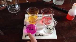 Methyl Orange and Phenolpthalein Colours in Acid and Alkali with End Points ALevel Chemistry Prac [upl. by Enorahs]