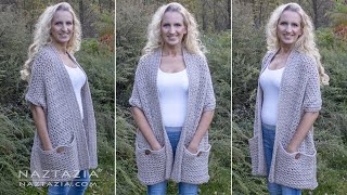 HOW to CROCHET POCKET SHAWL  Easy Wrap with Pockets by Naztazia [upl. by Ainelec]