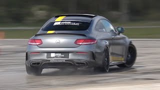 MercedesAMG C63S Edition 1 with Akrapovic Exhaust  Burnout Drifts Accelerations [upl. by Lehsar]