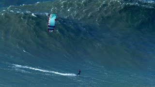 BIGGEST Wave Kite Surfed by Nuno Figueiredo at Nazare  Hard Rock version [upl. by Issak]