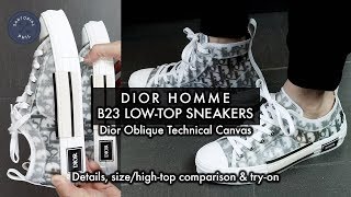 Dior Homme B23 LowTop Sneakers in Oblique Technical Canvas DiorSummer19 [upl. by Neerod]