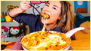 Cooking Mukbang CHEESY KIMCHI FRIED RICE l RECIPE [upl. by Yerot]