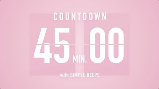 45 Min Countdown Flip Clock Timer  Simple Beeps 🌸🔔 [upl. by Augie]