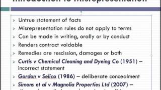 Misrepresentation Lecture 1 of 4 [upl. by Dine]