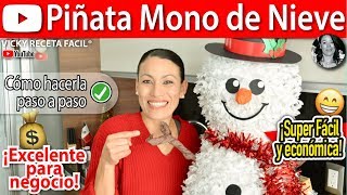 Cómo hacer una PIÑATA de MONO DE NIEVE o MUÑECO DE NIEVE  VickyRecetaFacil [upl. by Sillsby]