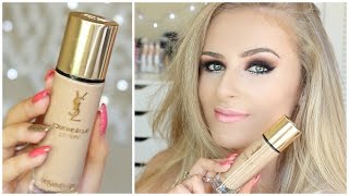 Trying NEW Foundation  YSL Touche Éclat Le Teint Review [upl. by Cordie]