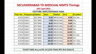 SECUNDERABAD  MEDCHAL MMTS TIME TABLE  Hyderabad  Telangana  India [upl. by Renaud]