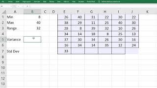 Range Variance Standard Deviation in Excel [upl. by Gayn]