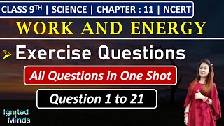 Class 9th Science Chapter 11  Back Exercise Questions Q1 to Q21  Work and Energy  NCERT [upl. by Nnylharas613]