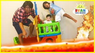 THE FLOOR IS LAVA CHALLENGE Ryan ToysReview Family Fun Kids Pretend Playtime [upl. by Notsnarc]