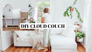 DIY COUCH COVER no sew super easy slipcover  ikea hack [upl. by Kralc681]