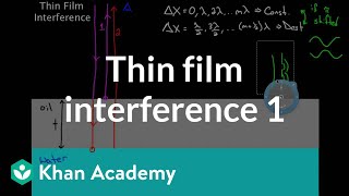 Thin Film Interference part 1  Light waves  Physics  Khan Academy [upl. by Znarf]