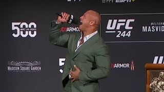 The Rock gives an electrifying quotIf you smellllllllll what The Rock is cookingquot at UFC 244 weighins [upl. by Liesa]