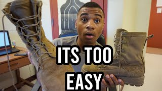 HOW TO TIE YOUR MILITARY BOOTS ARMY 20192020 [upl. by Zoubek]