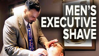 Mens Executive Straight Razor Shave  Featuring Master Barber Moustache Jim [upl. by Schug]