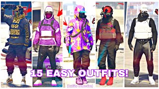 15 EASY GTA 5 ONLINE Outfits Outfits Collection Tryhard Outfits Using clothing Glitches [upl. by Gerardo631]