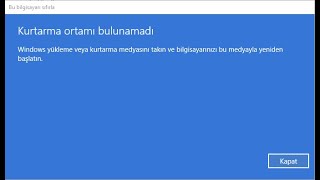 KURTARMA ORTAMI BULUNAMADI  WINDOWS 10 SIFIRLAMA HATASI  ÇOZUM VİDEOSU 💻 [upl. by Yand]