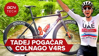 Tadej Pogačar’s Super Tricked Out Colnago V4Rs  Tour De France Pro Bike [upl. by Gascony154]