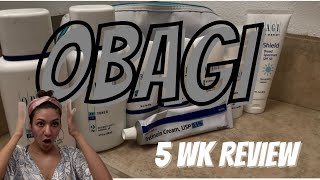 OBAGI Nu DERM 5 Week Review  Pm Routine  Lighten Hyperpigmentation reduce fine lines [upl. by Naillil625]