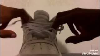 How to lace Nike Air Force 1 highs and put the strap on back [upl. by Tneciv]