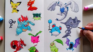 HOW TO DRAW POKEMON  Gen 2 [upl. by Kirven]