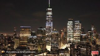 New York City Skyline at Night Live Screensaver HD  Aerial Landscapes Wallpaper HD Live [upl. by Sherar]